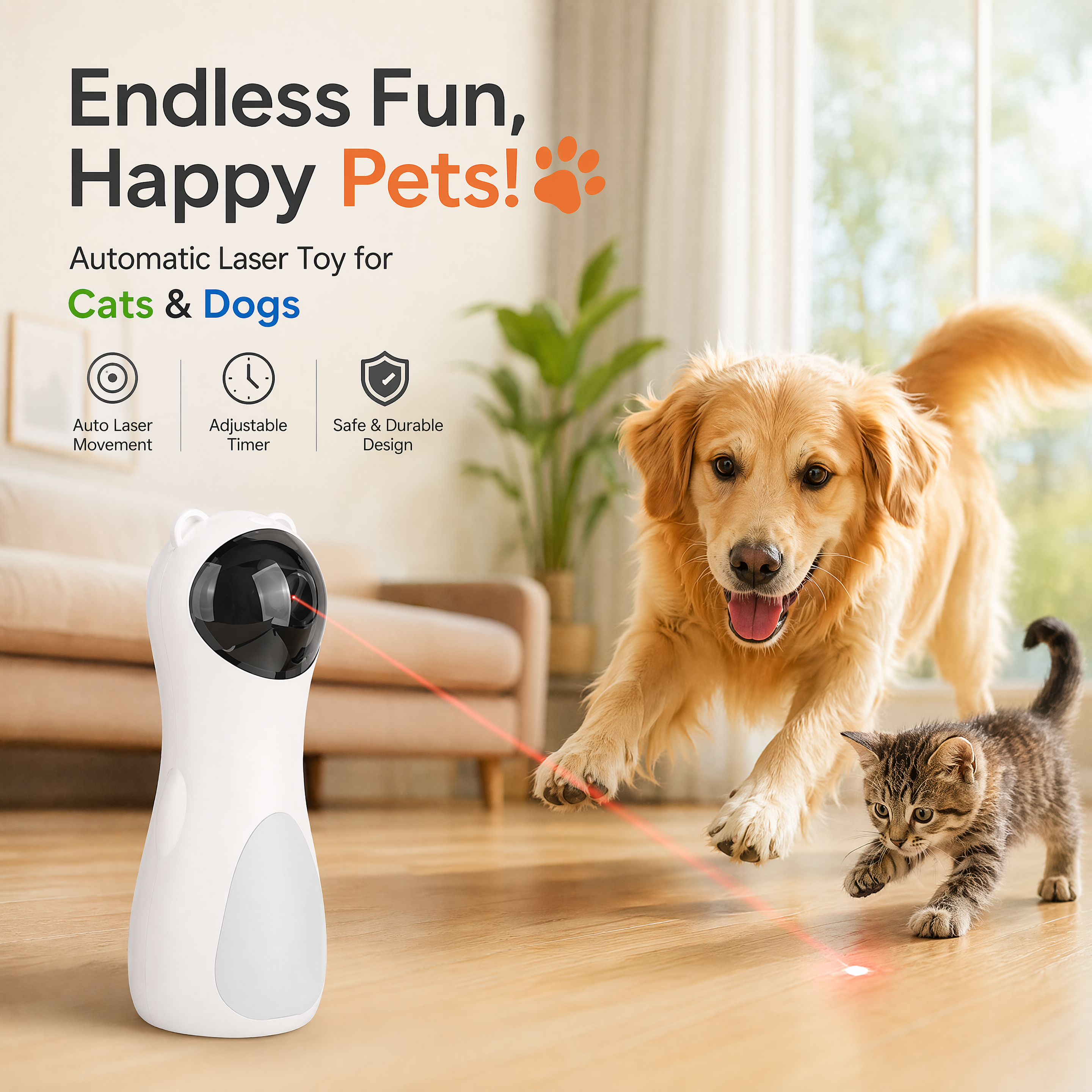 Automatic Laser Cat Toy with Timer & Adjustable Play Modes