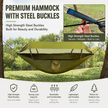 Lightweight Travel Hammock with Bug Net, Quick Setup & Steel Hooks
