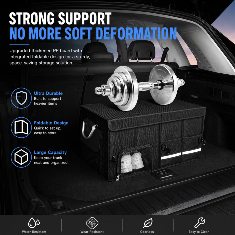 Foldable Car Trunk Organizer for Daily, Work & Home Storage