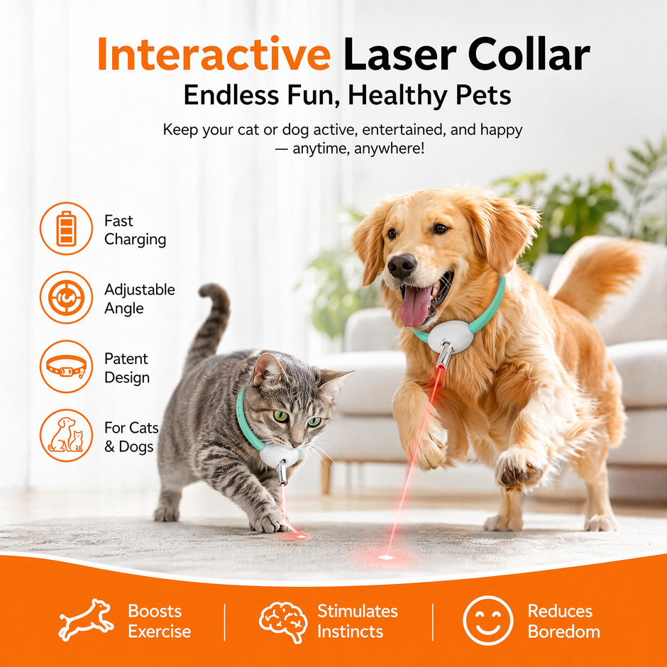 Rechargeable Laser Cat Collar Toy with Adjustable Soft Fit
