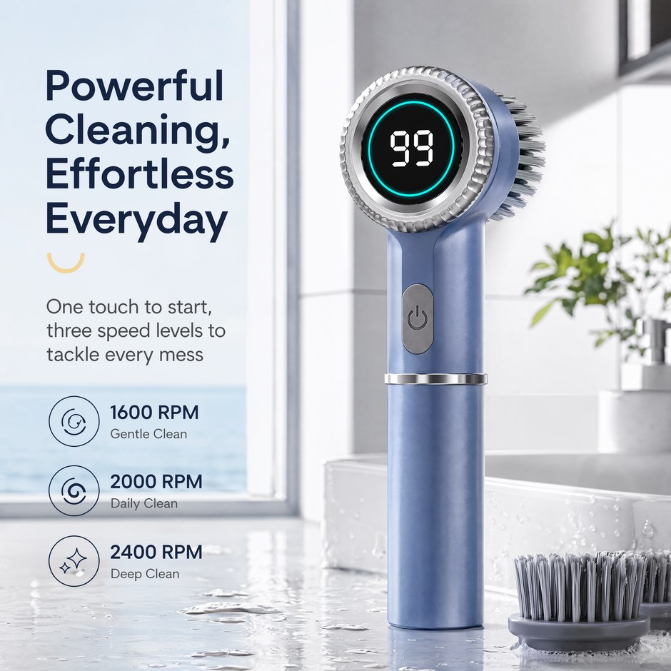 Electric Cleaning Brush with 5 Heads for Kitchen & Home